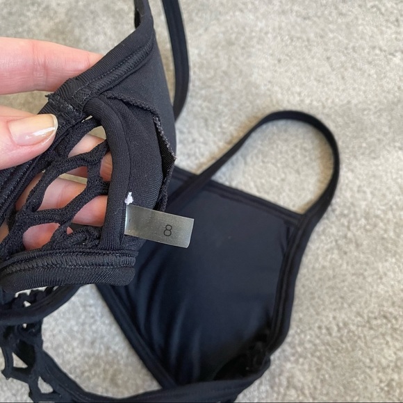 Seafolly Black Racerback Mesh About Sports Tank Bikini Top EUC Size AUS 8/US 4 - Picture 7 of 8